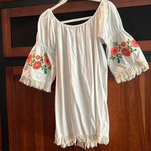 UMGEE fringed dress with detailed embroidery sleeves! Size M. Rodeo ready!